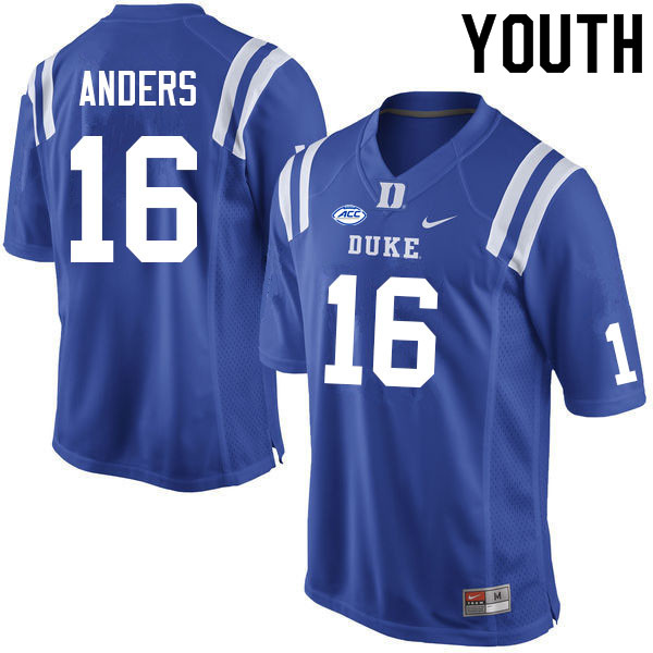 Youth #16 Cade Anders Duke Blue Devils College Football Jerseys Sale-Blue